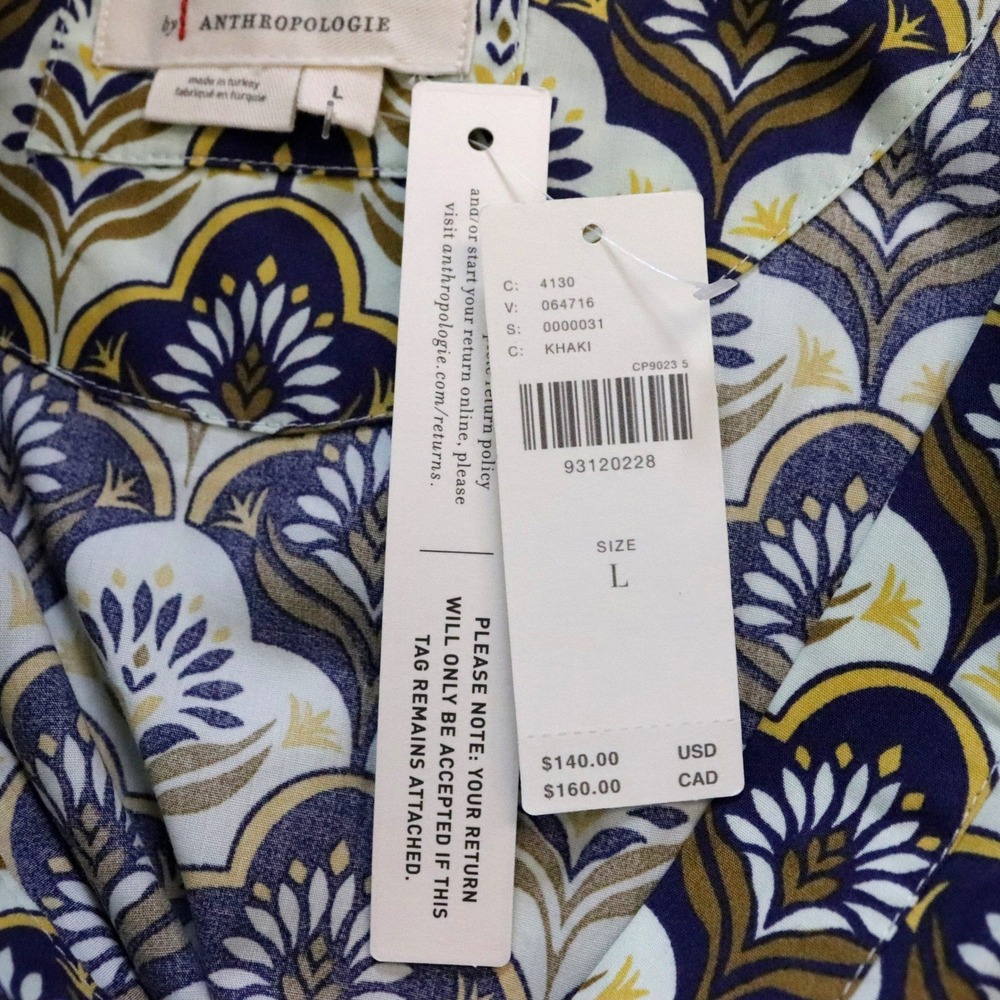 NWT‎ Anthropologie Somerset Mini Dress Blue Khaki Print Large - Picture 8 of 9
